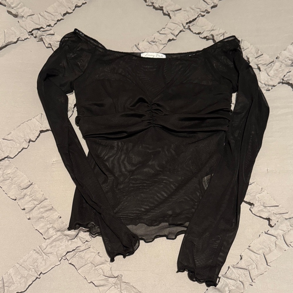 Emory Park Elegant Black Long Sleeve Top